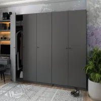 Шкаф для одежды 225х48х204 Графит Promo 2+3 ДСП Doros — Фото 3