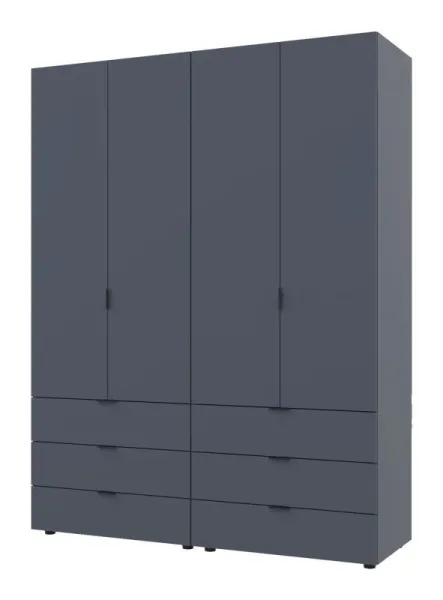 Шкаф для одежды 155x49.5x203.4 2+2 ДСП Графит Гелар Doros