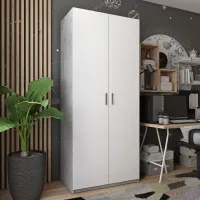 Распашной шкаф 90х52х210 Бетон/Белый Кен 2 Doros — Фото 2
