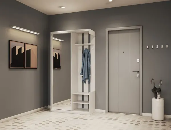 Прихожая City One Door 110x45x210 1 зеркало Белый Doros