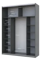 Шкаф-купе 180х60х240 G-Caiser Графит/Графит-Белый 1 ДСП/1 стекло/3 части — Фото 4