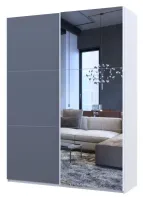 Шкаф-купе 180х60х240 G-Caiser Белый/Графит 1 ДСП/1 зеркало/3 части Doros — Фото 3