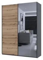 Шкаф-купе 180х60х240 G-Caiser Графит/Дуб Эвок 1 ДСП/1 зеркало/3 части Doros — Фото 2