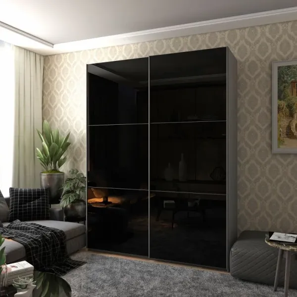 Шкаф-купе 180х60х240 G-Caiser Графит 2 стекла/3 части Doros