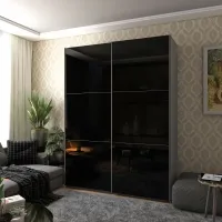 Шкаф-купе 180х60х240 G-Caiser Графит 2 стекла/3 части Doros — Фото 1