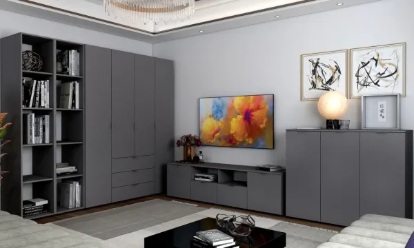 Комод 180х38х50 2 фасада 2 шухляды Графит Рон 4 Doros