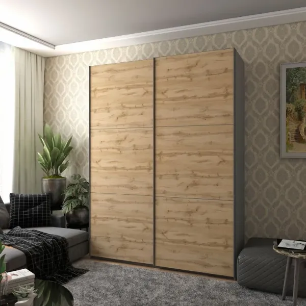 Шкаф-купе 180х60х240 G-Caiser Графит/Дуб Эвок 2 ДСП/3 части Doros