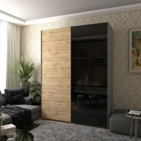 Шкаф-купе 180х60х240 G-Caiser Графит/Дуб Эвок 1 ДСП/1 стекло/3 части Doros — Фото 1