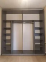 Шкаф-купе 220х60х240 G-Caiser Графит/Дуб крафт белый/Вставка Графит 2 ДСП/5 частей Doros — Фото 5