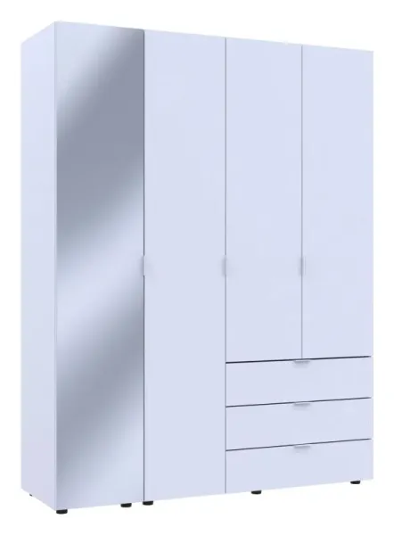 Шкаф для одежды 155x49.5x203.4 3ДСП/Зеркало Белый Гелар Doros