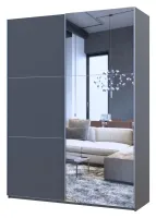 Шкаф-купе 160х60х240 G-Caiser Графит/Графит 1 ДСП/1 зеркало/3 части Doros — Фото 4