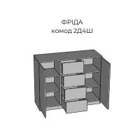 Комод 2Д4Ш Фрида Черный/Дуб ливорно МирМебели — Фото 2