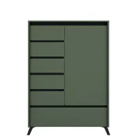 Комод REG1D5S1K Зеленый дымчатый/Черный Лаундж BRW — Фото 1