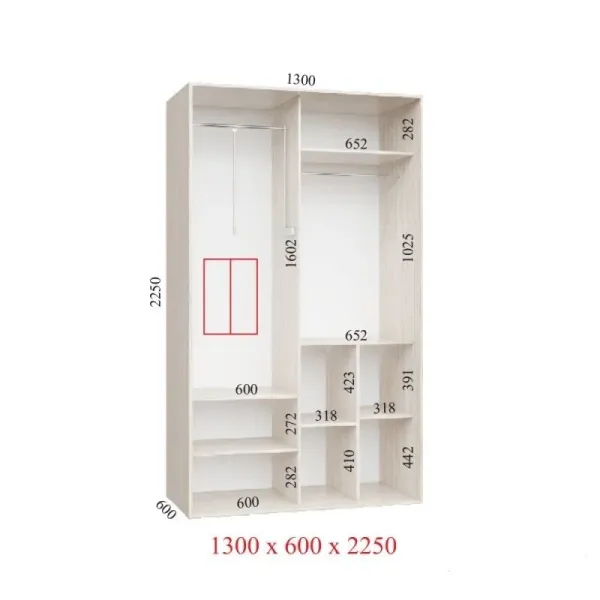 Шкаф купе Люкс 1300х600х2250