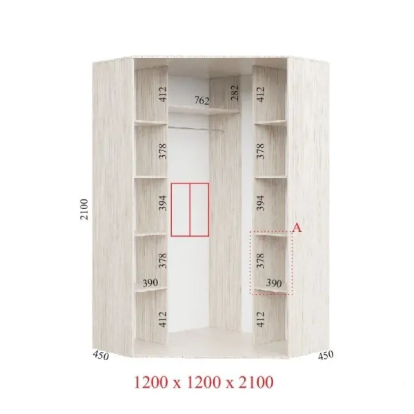 Шкаф купе угловой 1200х1200х2100