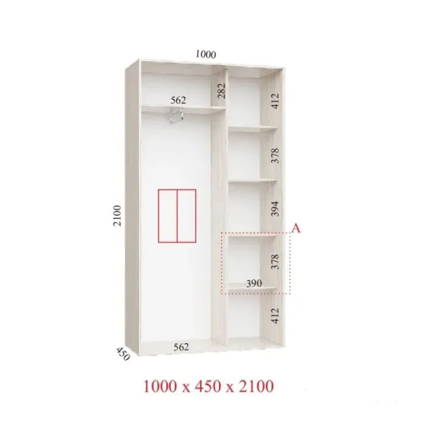 Шкаф купе Стандарт 1000x450x2100